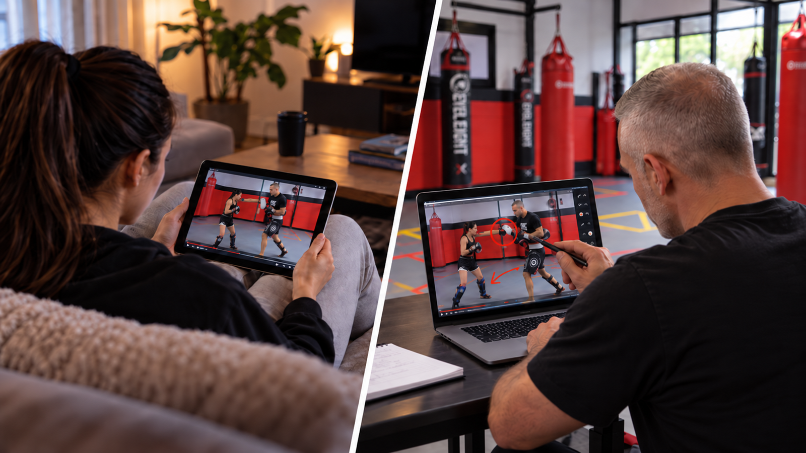 Remote Martial Arts Coaching Split-Screen